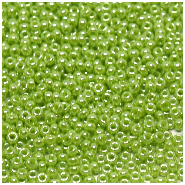 Miyuki seed bead, chartreuse green, luster, #11, 2x1,5 mm, ca. 1200 pcs