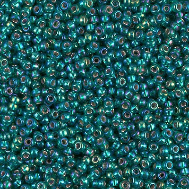 Miyuki seed bead, Silver Lined Emerald AB, #11, 2x1,5 mm, 1200 pcs
