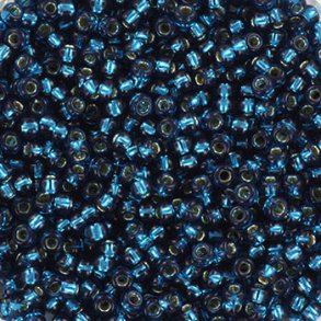 Miyuki seed bead, silver lined, dyed blue zircon, size #11, 2x1,5mm, ca. 1200 pcs