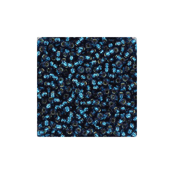 Miyuki seed bead, silver lined, dyed blue zircon, size #11, 2x1,5mm, ca. 1200 pcs