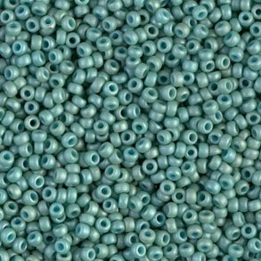 Miyuki seed bead, #11, opak, mattiert, Meeresschaum grün, 2x1,5 mm, 12g, 1200 stk