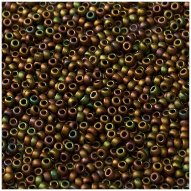 Miyuki seed bead, Matted Metallic Khaki Iris, #11, 2x1,5 mm, 12 grams, 1200 pcs