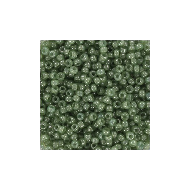 Miyuki seed bead, sage green, transparent, ceylon, size #11, 2x1,5mm, 12g, 1200pcs