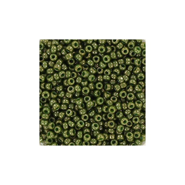 Miyuki seed bead, Kaki green, opaque, luster, size #11, 2x1,5mm, 12g, 1200pcs