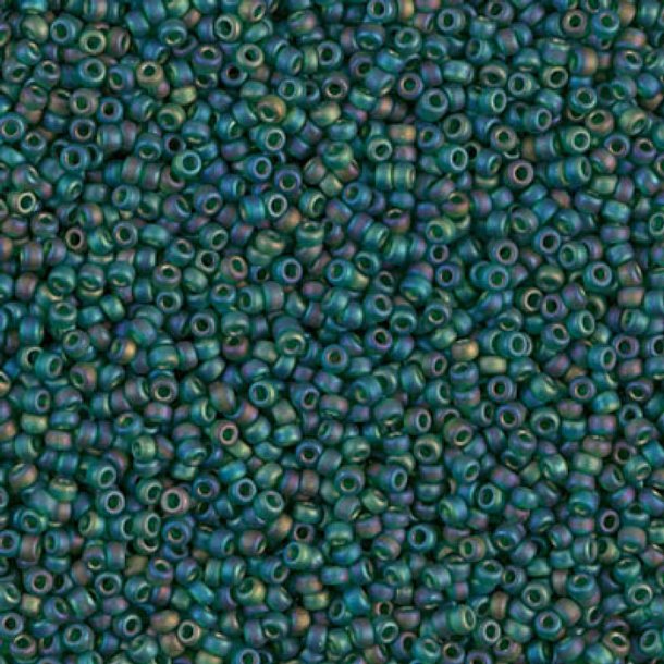 Miyuki seed bead, matte dark emerald green, size #15, 1,5x1 mm, ca. 3000 pcs