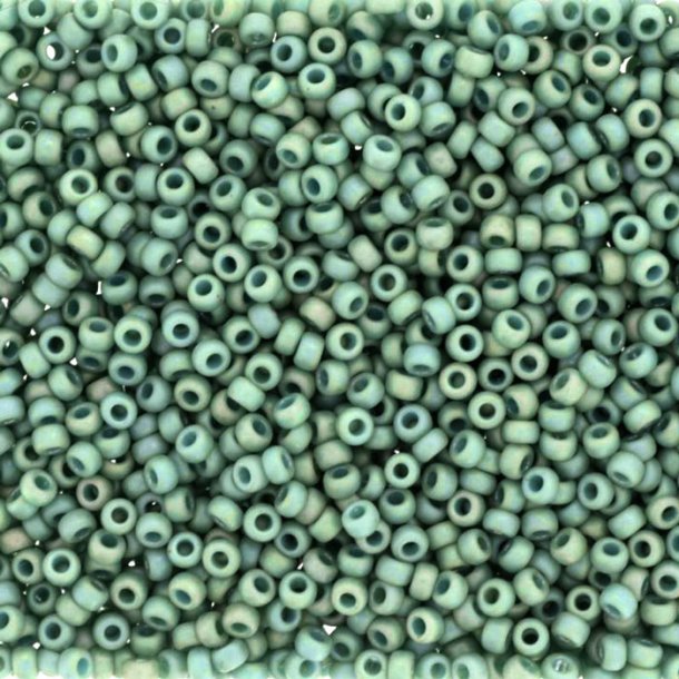 Miyuki seed bead, Matte, green, glazed, Rainbow Celadon, opaque, #15, 1,5x1 mm, 3000 pcs