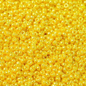 Miyuki seed bead, yellow, luster, size #11, 2x1,5 mm, ca. 1200 pcs