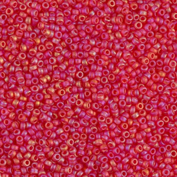 Miyuki seed bead, matte red, AB, transparent, size #15, 1,5x1 mm, ca. 3000 pcs