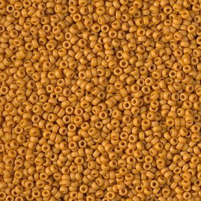 Miyuki seed bead, matte mustard yellow, opaque, #15, 1,5x1 mm, 12g, 3000pcs