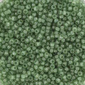 Miyuki seed bead, Ceylon, durchscheinendes Salbeigr�n, Gr��e #15, 1,5x1 mm, ca. 3000 stk