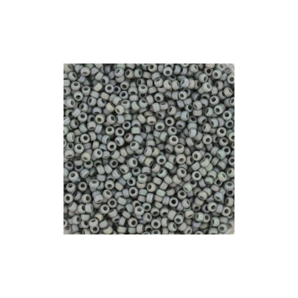Miyuki seed bead, glazed frosted grey, size #15, 1.5x1 mm, ca. 3000 pcs