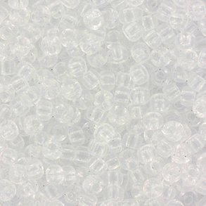 Miyuki seed bead, #8, 3x1.8mm, clear transparent, crystal, ca. 400pcs. 10 gram