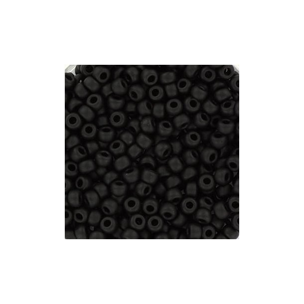 Miyuki seed bead, matte black #8, 3x1.8mm, ca. 480pcs. 12 gram