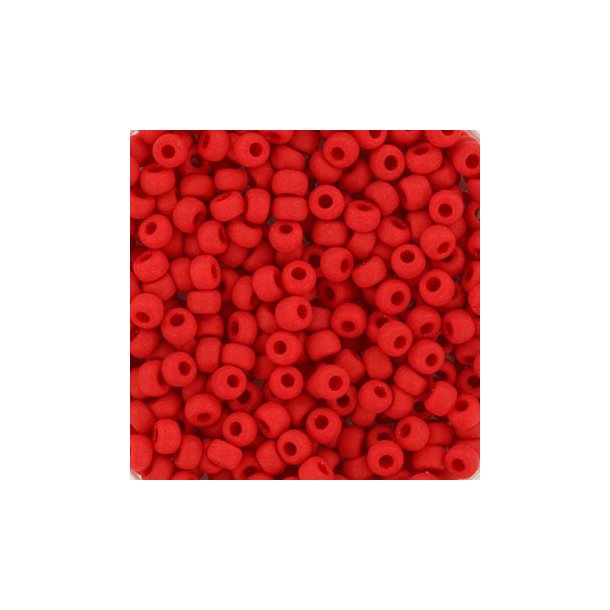 Miyuki seed bead, matte red #8, 3x1.8mm, ca. 480pcs. 12 gram