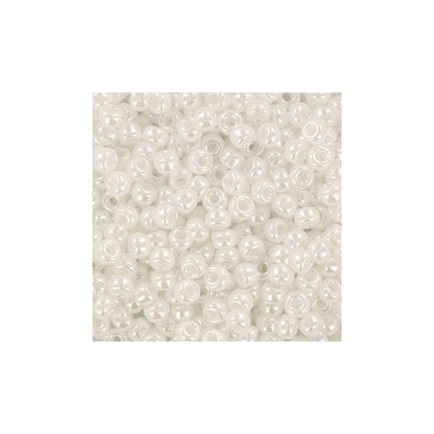 Miyuki seed bead, #8, 3x1.8mm, ceylon white pearl, ca. 480pcs. 12 gram