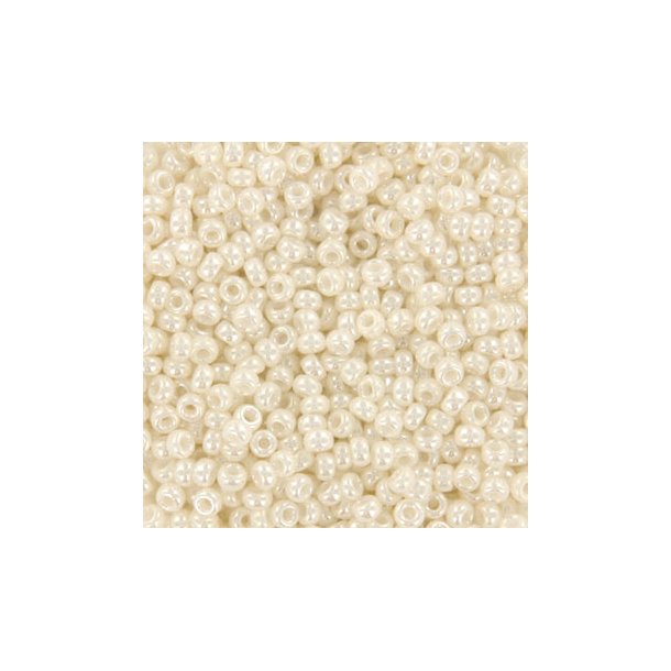 Miyuki seed bead, #8, 3x1.8mm, ceylon antique ivory, ca. 480pcs. 12 gram