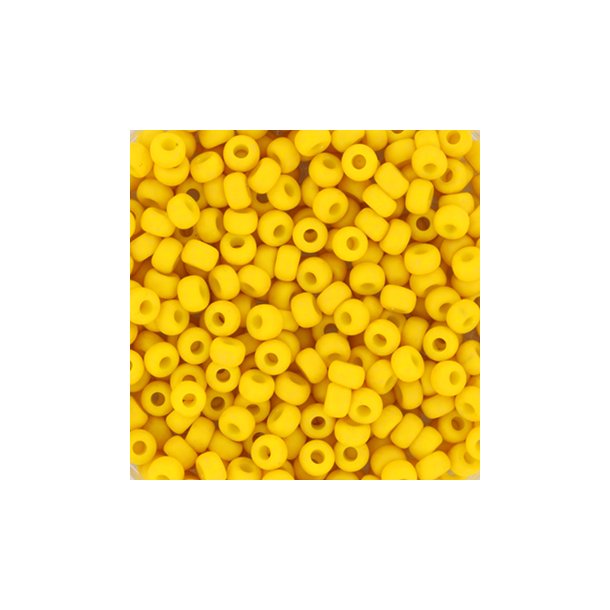 Miyuki seed bead, matteret kanarie gul#8, 3x1,8 mm, ca. 480 stk. 12 gram