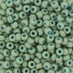 Miyuki seed bead, opaque matte luster sea foam #8, 3x1.8mm, ca. 400pcs. 10 gram