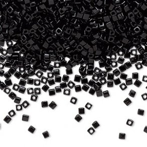 Miyuki, Glas Rocailles, schwarz, opak, quadratisch 1,8mm, ca. 2100 Stk