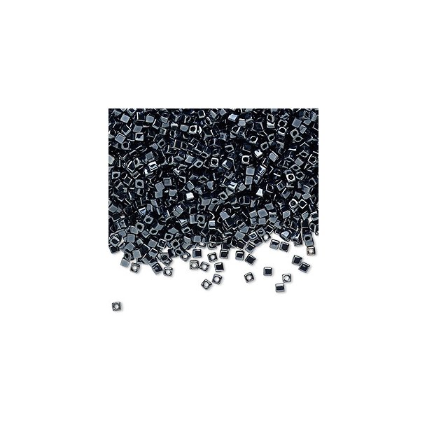 Miyuki, glas seedbead hematit, firkant opak, 1,8mm, 25 gr, 2100 stk.