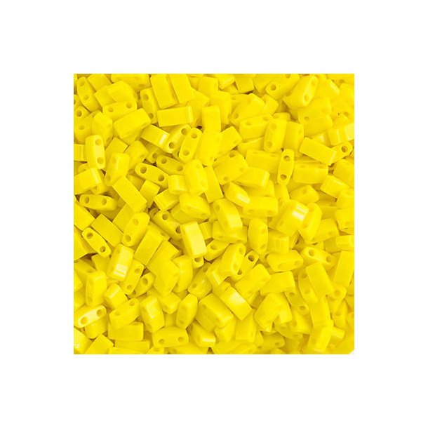 Miyuki half-Tila, two-hole-bead, opaque, shiny, yellow, 5x2.3mm, 10gr, 130pcs