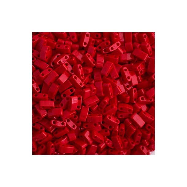 Miyuki half Tila, two-hole-bead, opaque dark red, 5x2.3mm, 5g, 130pcs