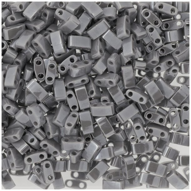 Miyuki, half Tila, two-hole-bead, opaque, grey, luster, 5x2.3mm, 5gr, 130pcs