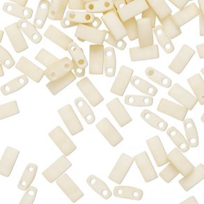Miyuki, half Tila, two-hole-bead, opaque, matte, cream, 5x2.3mm, 5gr, ca. 130pcs