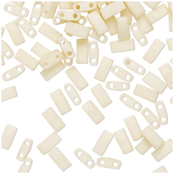 Miyuki, half Tila, two-hole-bead, opaque, matte, cream, 5x2.3mm, 5gr, ca. 130pcs