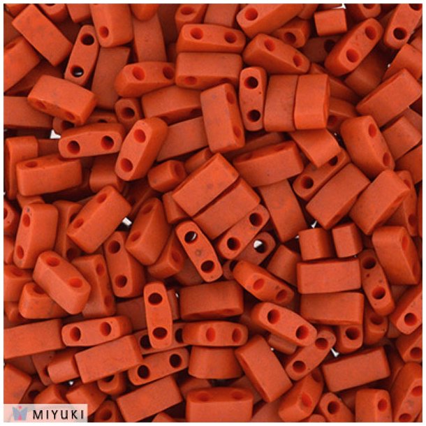 Miyuki half Tila, two-hole-bead, opaque, matte, terra cotta, 5x2,3mm, 5gr, ca. 130pcs