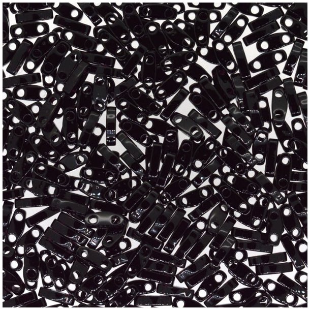 Miyuki, quarter Tila, two-hole-bead, opaque, shiny black, 5x1,3mm, 5gr, ca. 220pcs