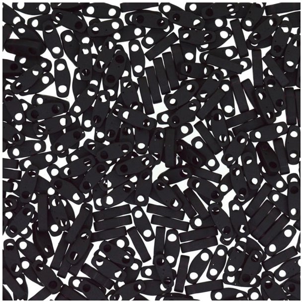 Miyuki, quarter Tila, two-hole-bead, opaque, matte black, 5x1,3mm, 5gr, ca. 220pcs