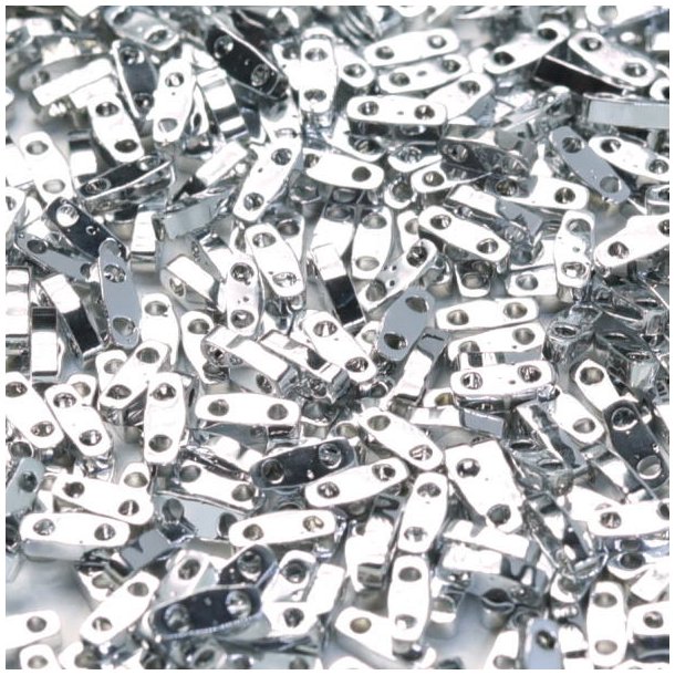Miyuki Viertel-Tila-Perlen, opak, Kristall-Labrador, silberfarben, 5x1,3 mm, 5 Gr, 220 Stk