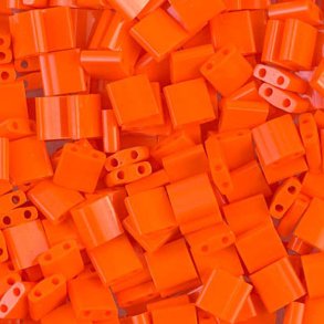 Miyuki Tila, two-hole-bead, opaque, orange, 5x5x2mm, 10g, ca. 120pcs