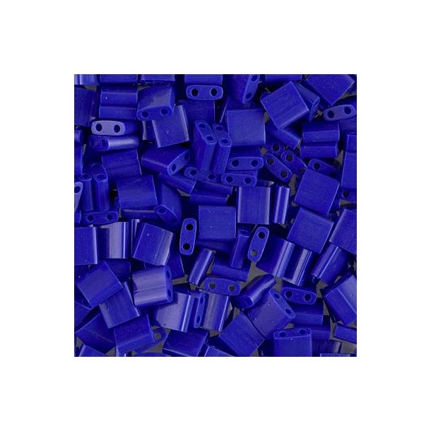 Tila-Perlen, 2-Loch-Perle, opak, kobaltblau, 5x5x2 mm, 10 Gr, ca. 110 Stk
