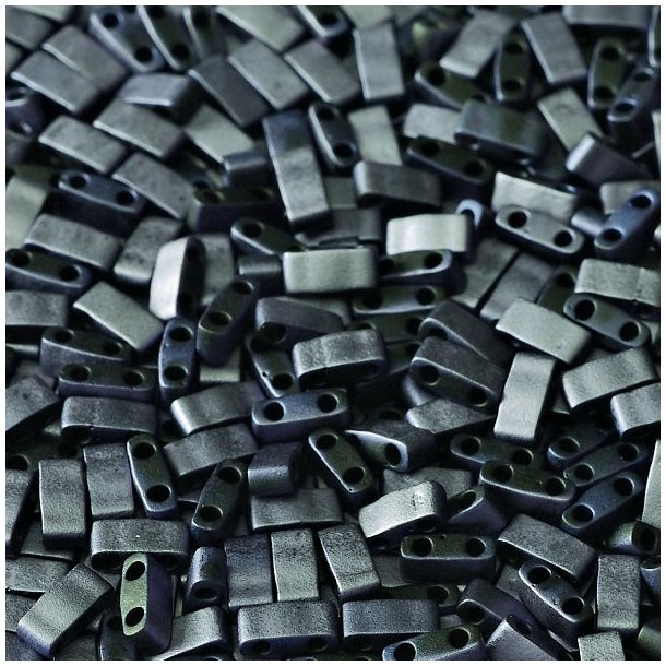 Miyuki half-Tila, two-hole-bead, opaque, matte dark blue, 5x2.3x2mm, 5g, 130pcs
