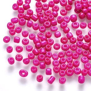Glas Seed bead, fuchsia, opak, #11, ca. 2x1,5 mm, 10 gr., ca. 650 Stk.