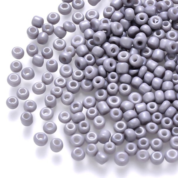 Glass seed bead, gray, opaque, #11, ca. 2x1.5 mm, 10gr., ca. 650pcs.