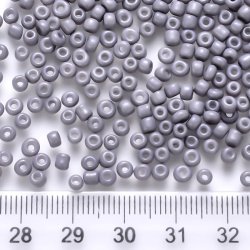 Glas Seed bead, grau, opak, #11, ca. 2x1,5 mm, 10 gr., ca. 650 Stk.