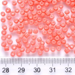 Glas Seed bead, helles Koralfarben, opak, #11, ca. 2x1,5 mm, 10 gr., ca. 650 Stk.