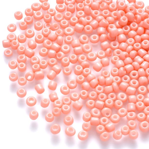 Glass seed bead, light salmon, opaque, #8, ca. 3.5x2 mm, 20gr., ca. 450pcs.