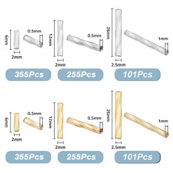 Perlenset, gedrehte Rohrperlen, gold- und silberfarben in 3 Lngen, ca. 1400 Perlen