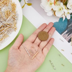 Perlenset, gedrehte Rohrperlen, gold- und silberfarben in 3 Lngen, ca. 1400 Perlen