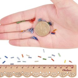 Rohrperlen-satz, 6x1,8 mm, 8 silver-line Farben in box, ca. 3000 Perlen, 1 box