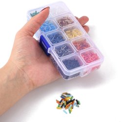 Rhrenperlen, Perlensatz, 10 verschiedene. AB-Farben und silverlined, 6x1,8 mm.