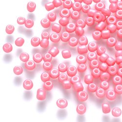 Glas Seed bead, rosa, opak, #8, ca. 3,5x2 mm, 20 gr., ca. 450 Stk.
