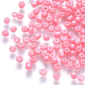 Glass seed bead, pink, opaque, #8, ca. 3.5x2 mm, 20gr., ca. 450pcs.
