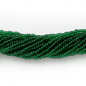 Glas Seed bead, dunkelgrün, durchsichtig, 2x1,5 mm, 1900 Stk.