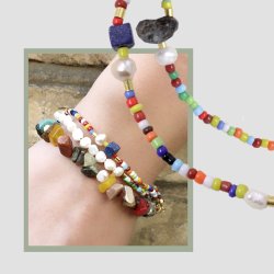 Gestreift Seed bead, #12, rot/gr&uuml;n/blau, 2 mm, ca. 700 Stk.