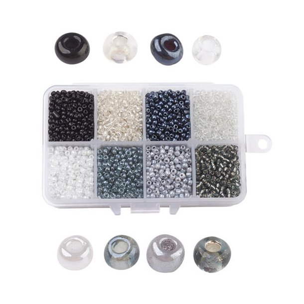 Seedbead-Mix,, 4 mm, gr&ouml;sse #6, grau, ca. 1900 Perlen, 1 Stk.
